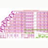 Five star hotel plan and elevation design autocad file