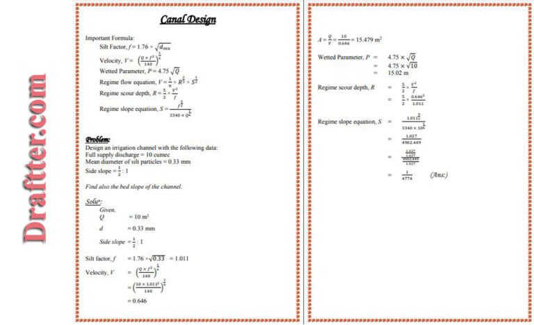 Canal Design Calculation – Draftter