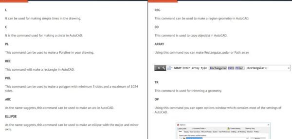 150 AutoCAD Command and Shortcut list in PDF eBook