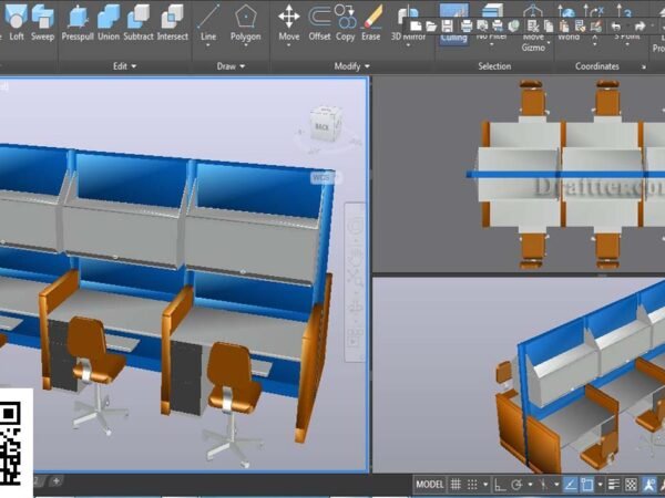 Office Desk CAD 3D Block