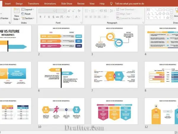 Now vs Future infographics free ppt download