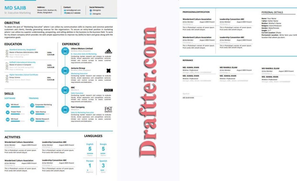 Resume template Word free download – Draftter