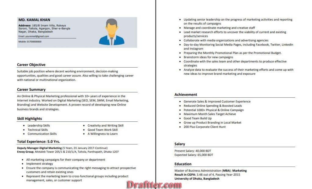 CV Template – Draftter