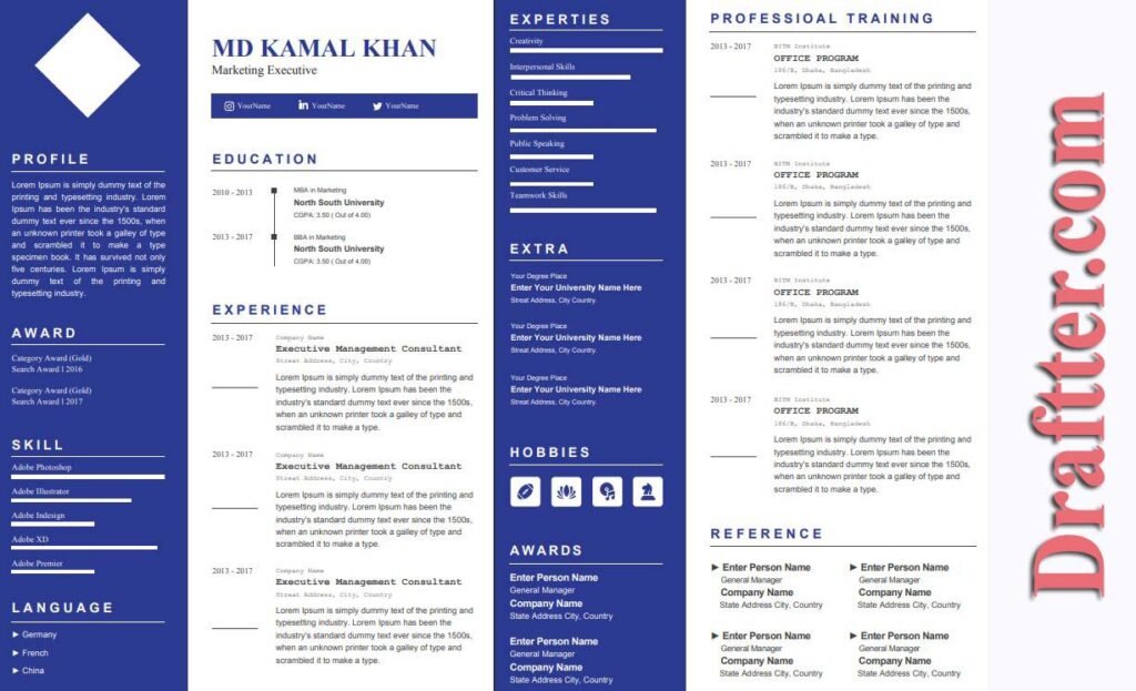 Modern CV template Word free download – Draftter