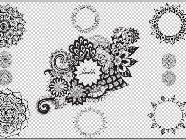 Mandala free psd files black and white download