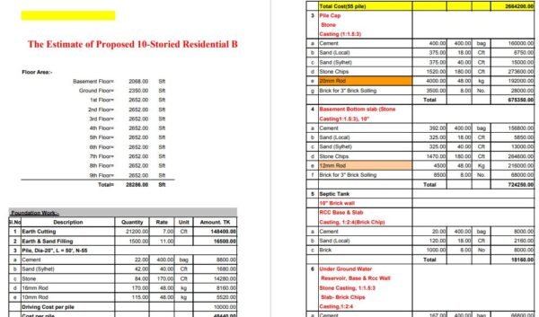 10 storey building cost in Bangladesh