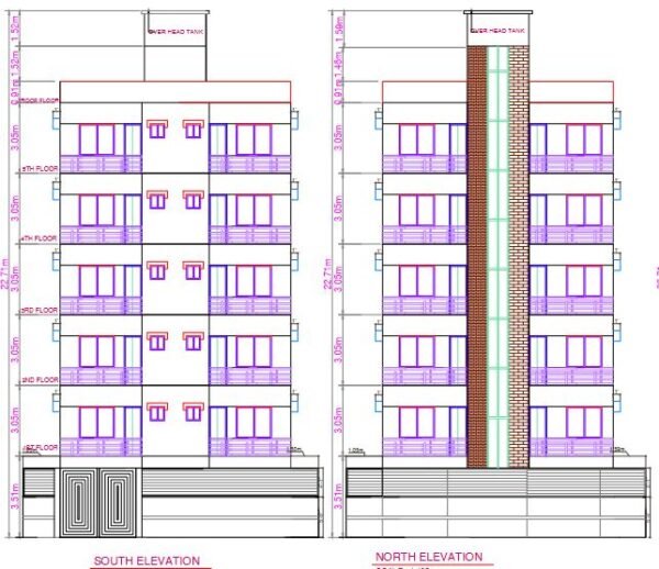 10m x 12m Six Story Residential Build Elevation Design