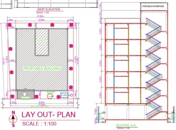 10m x 12m Six Story Residential Build Section