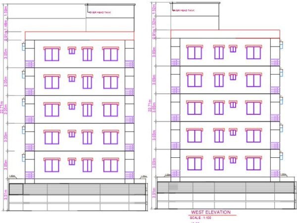 10m x 12m Six Story Residential Build Elevation Design