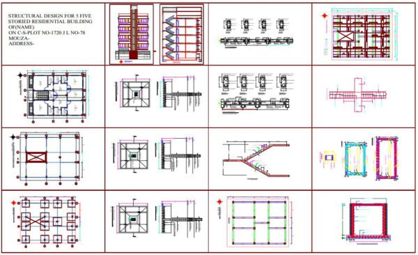 66 Ft x 55 Ft Five Story Building Structural Design