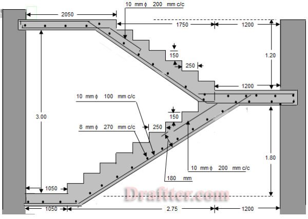 Dog-legged Staircase design excel sheet