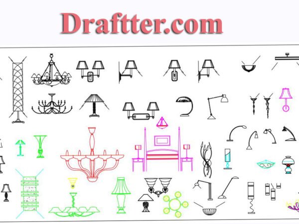 Electrical Lights and others elements 2D design drawing