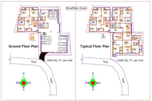 4800 SQ FT Floor Plan 3-Units