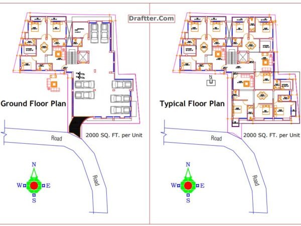 4800 SQ FT Floor Plan 3-Units