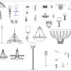 Electrical Lights and others elements 2D design drawing