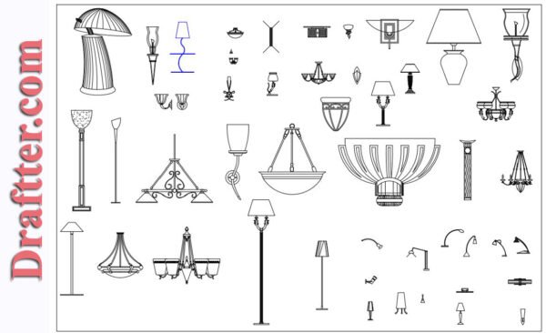 Electrical Lights and others elements 2D design drawing