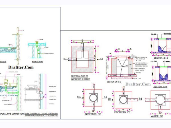 Soil and Waste Disposal Pipe Connection AutoCAD Files