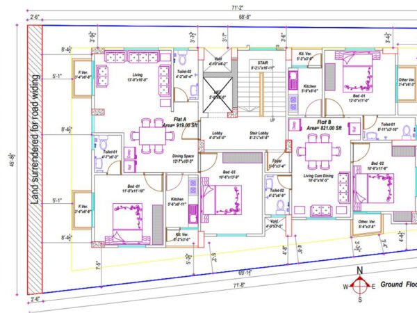 3000 Sq Ft 2-Units Building Floor Plans