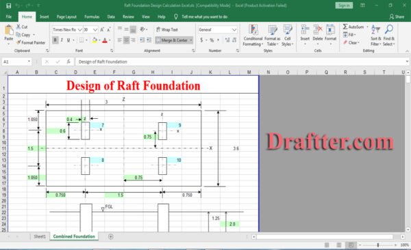 Free Raft Foundation design calculation excel