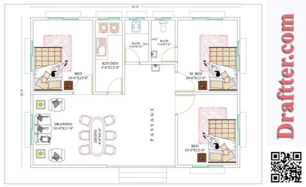 35X25 House Floor Plan