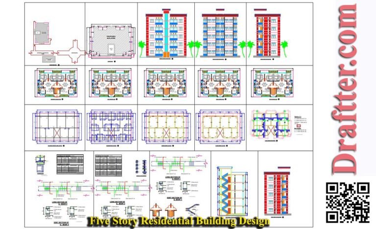 51′ x 34′ Five Story Residential Building Plans and Design