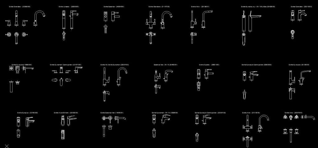 Basin and Basin Mixer 2D Blocks Download – Draftter