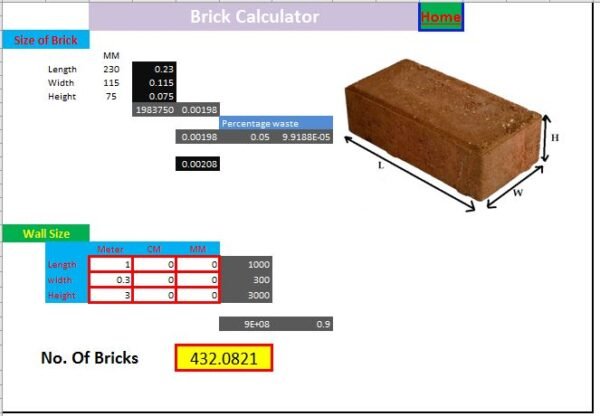 Brick Nos Estimation Excel Spreadsheet Free Download