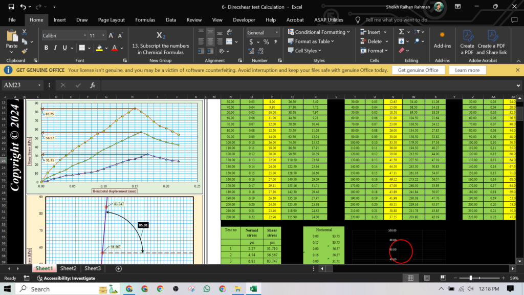 Direct Shear Test in Excel – Draftter