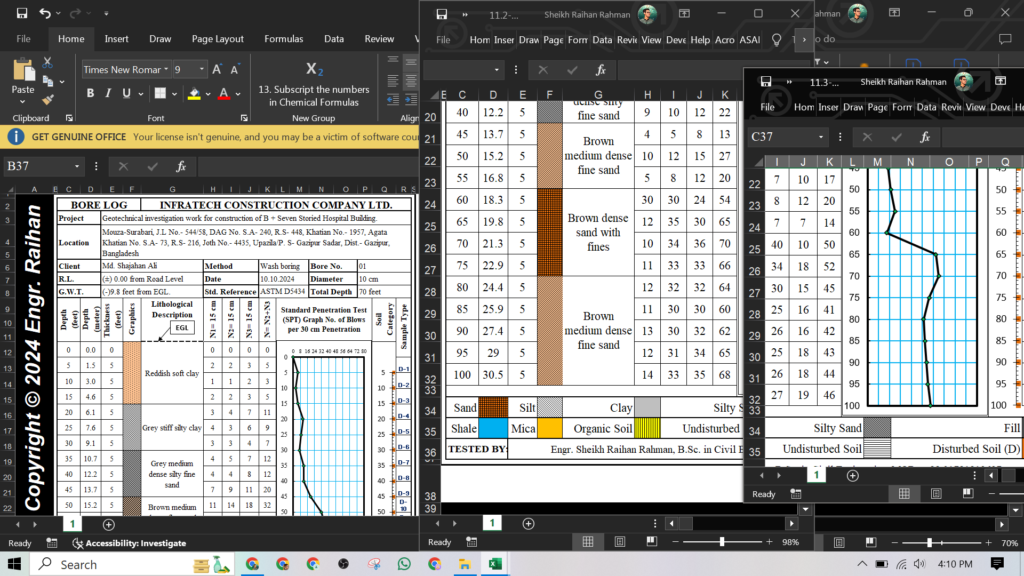 Bore Log Graph in Excel – Draftter image.